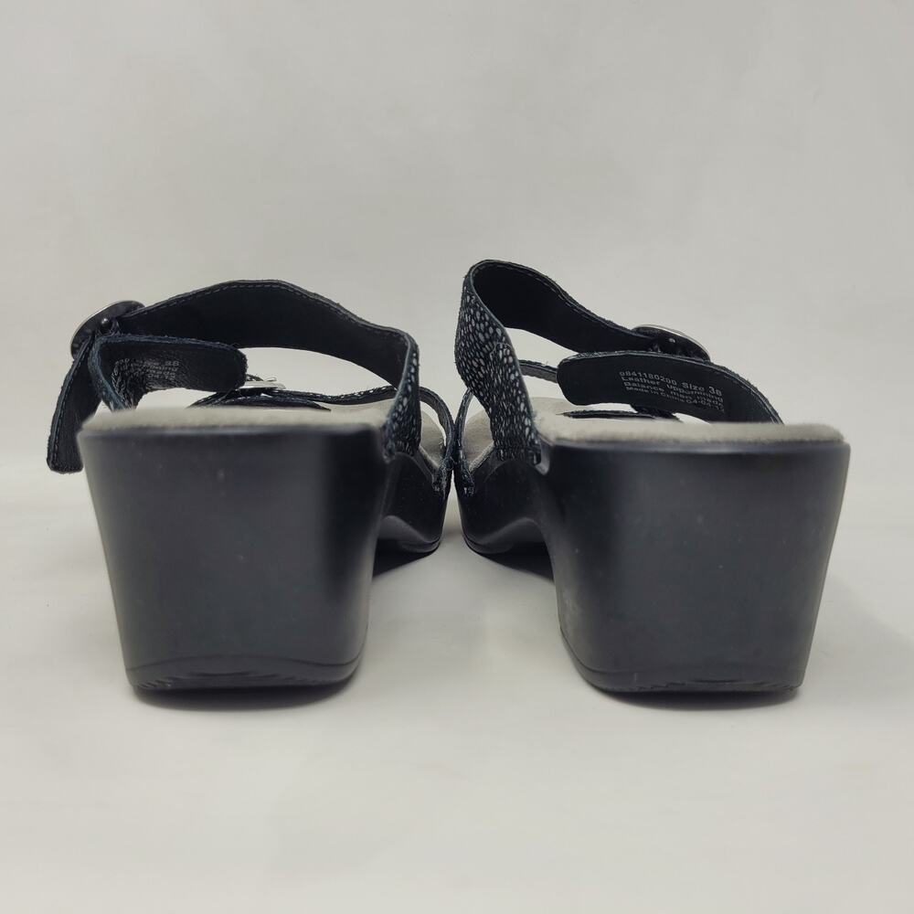 Dansko Sandals Eu38 Us8 Black Shagreen Sophie Lea… - image 7